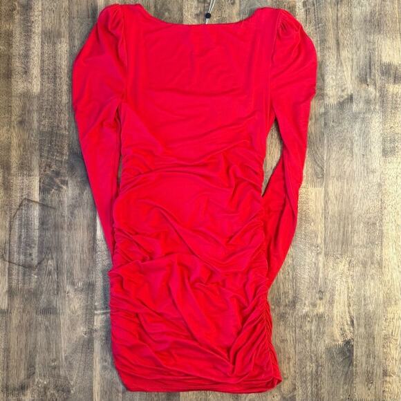 Lovers and Friends Women’s Benae Mini Long Sleeve Bodycon Dress Rayon Red Size M - Picture 9 of 9